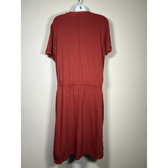 SUNDANCE Candice Stripped Easy Dress 100% Cotton Henley Casual Weekend Large - Picture 5 of 12